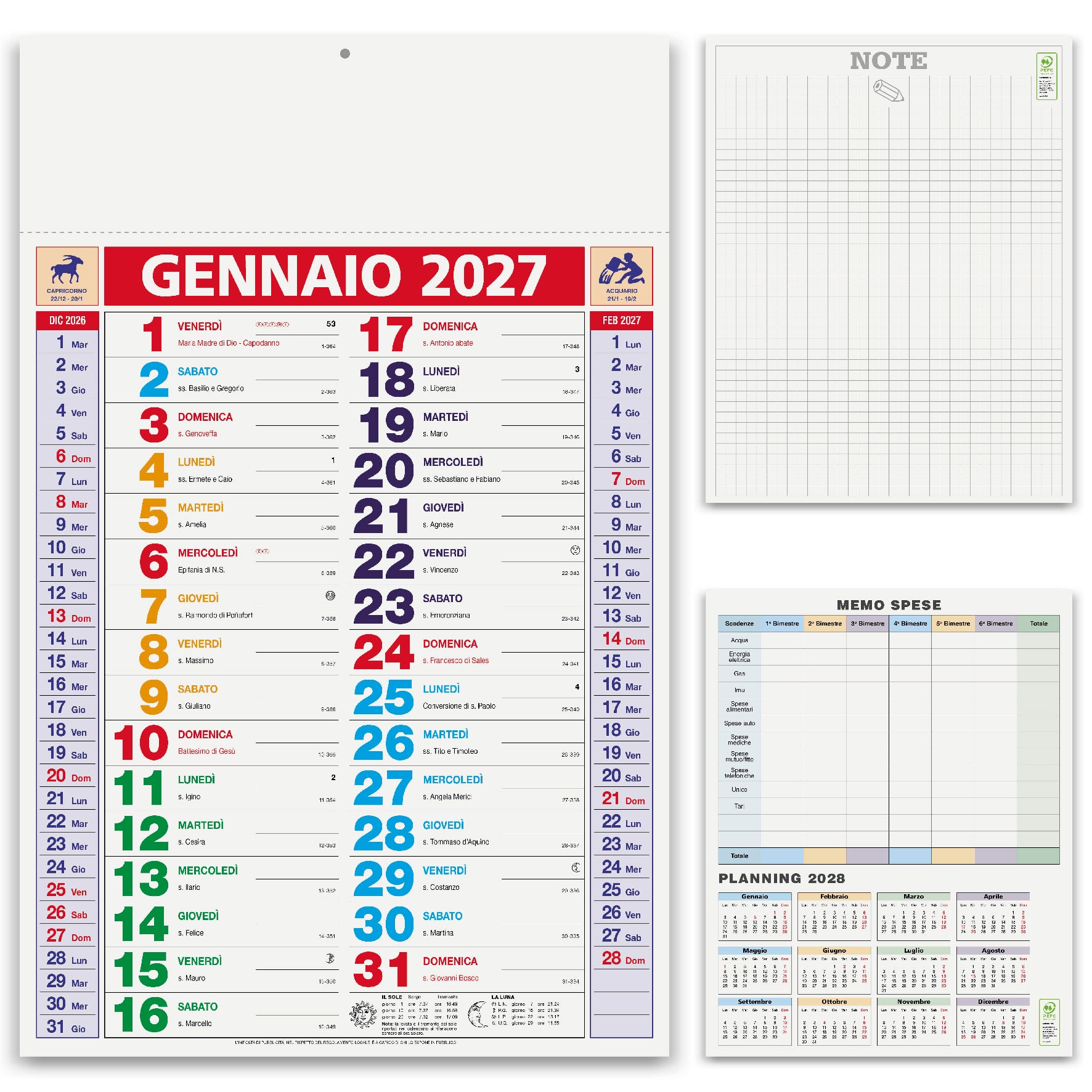 Calendario olandese Multicolor
